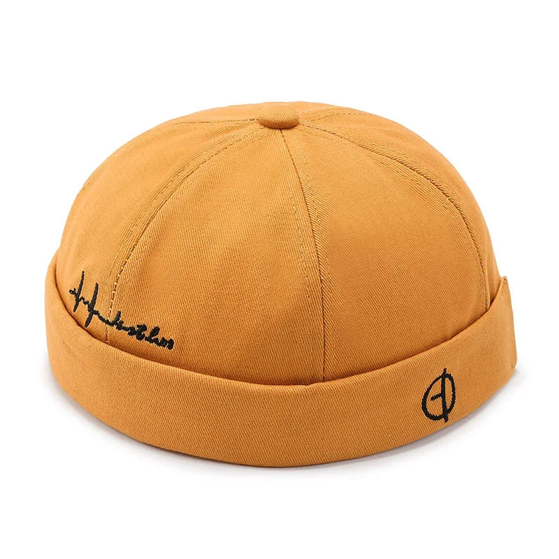 Beaira Adjustable Vintage Women Brimless Beanies Hats Fashion Embroidery Men Docker Cap Skullcap Hat Unisex Street Hip Hop Sailor Caps