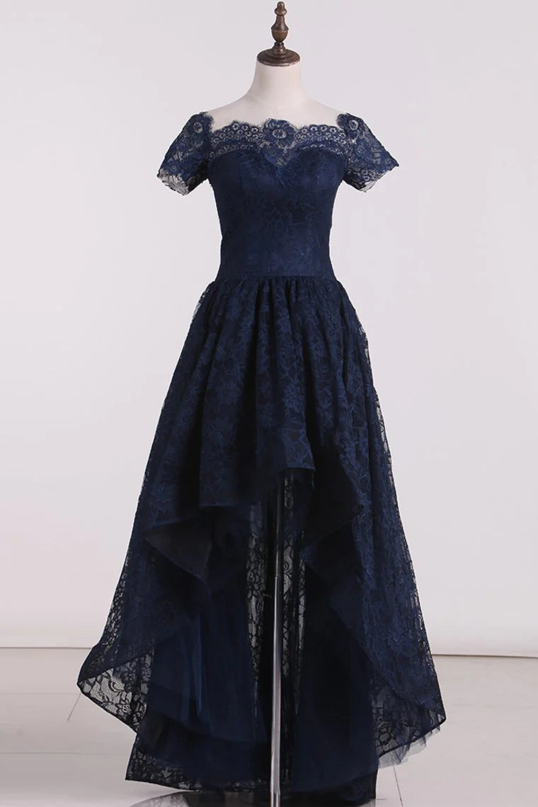 Asymmetrical Party Dresses Long Sleeves Lace&Tulle