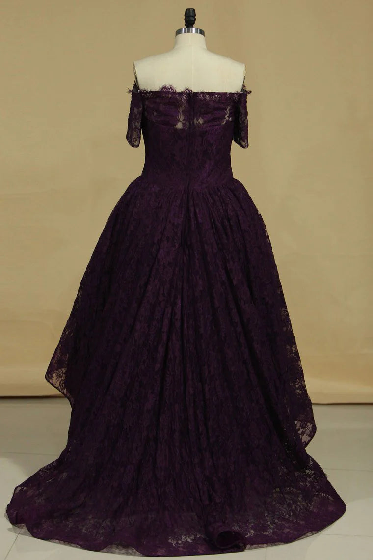 Asymmetrical Party Dresses Long Sleeves Lace&Tulle