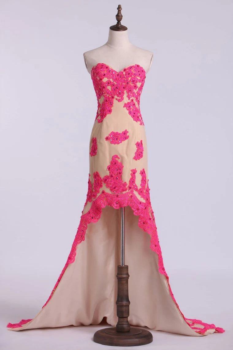 Asymmetrical Party Dresses Sheath Sweetheart With Applique