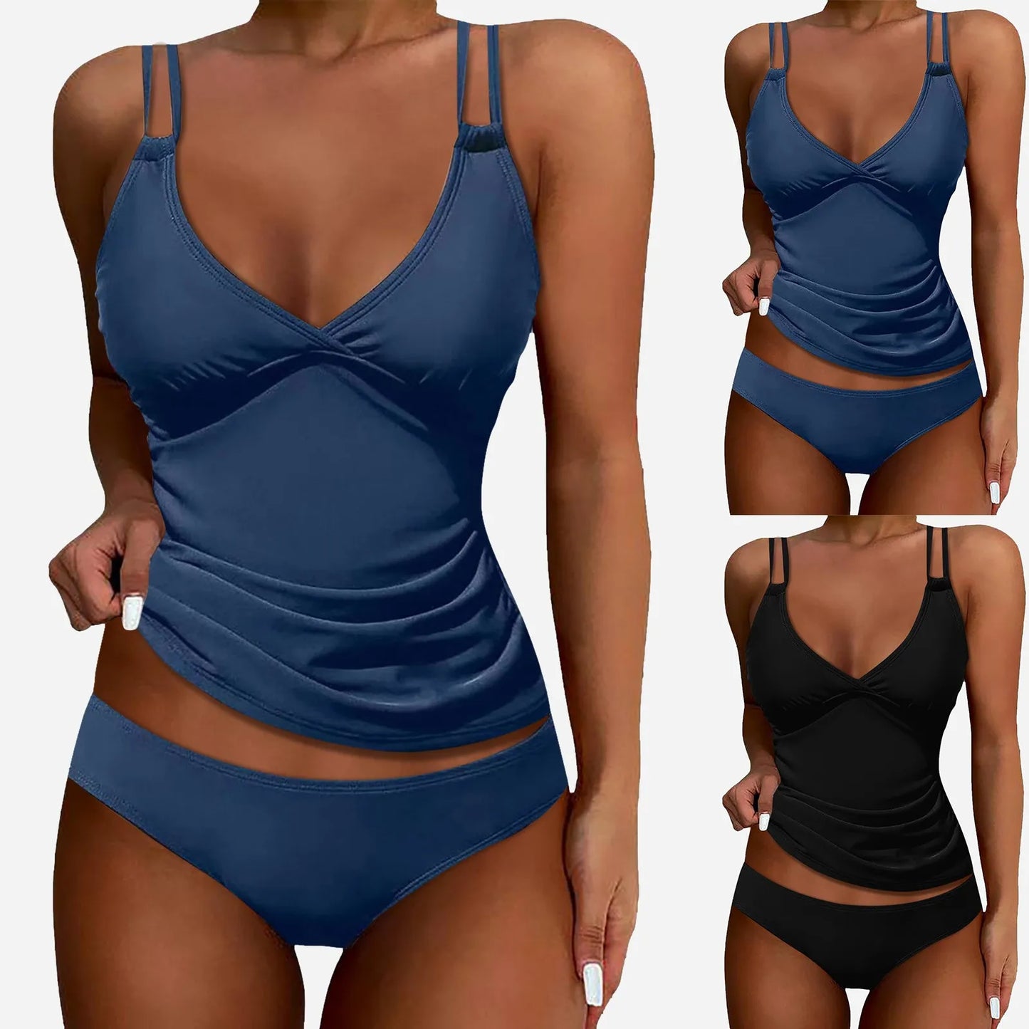 Beaira Bathing Suits For Girls Women'S Solid Color Split Swimsuit Deep V Sexy With Chest Pad European And Backless Ropa De Mujer