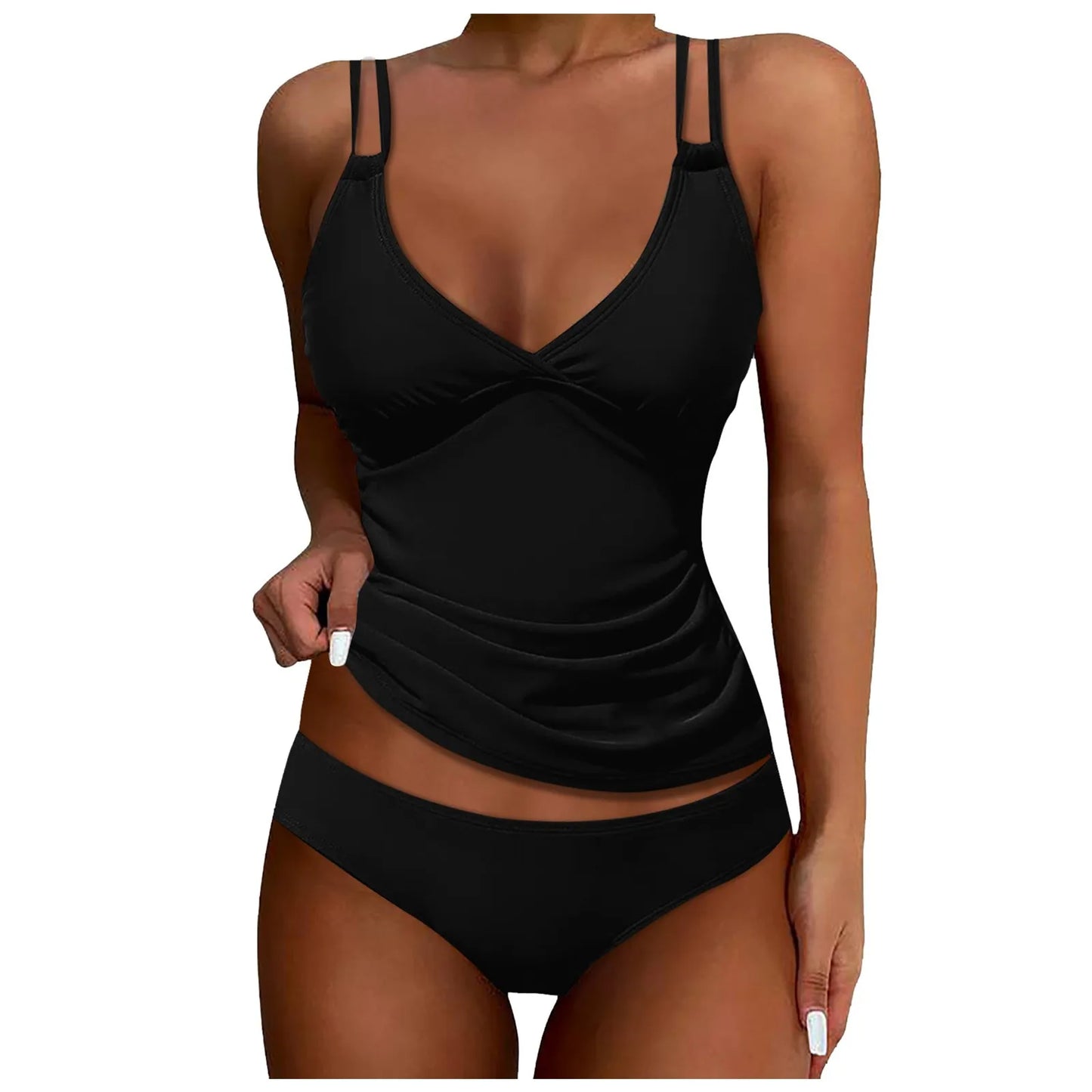 Beaira Bathing Suits For Girls Women'S Solid Color Split Swimsuit Deep V Sexy With Chest Pad European And Backless Ropa De Mujer