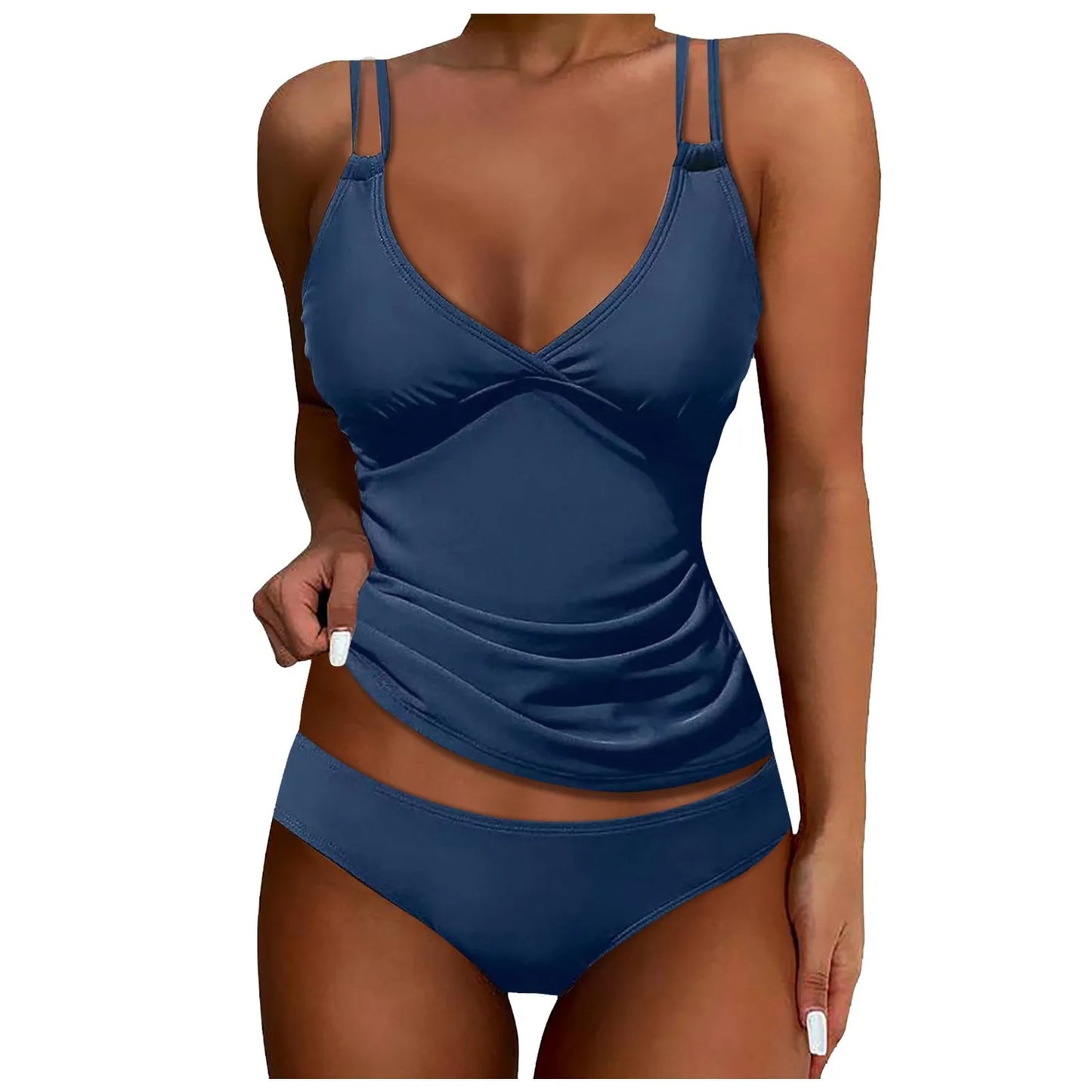Beaira Bathing Suits For Girls Women'S Solid Color Split Swimsuit Deep V Sexy With Chest Pad European And Backless Ropa De Mujer