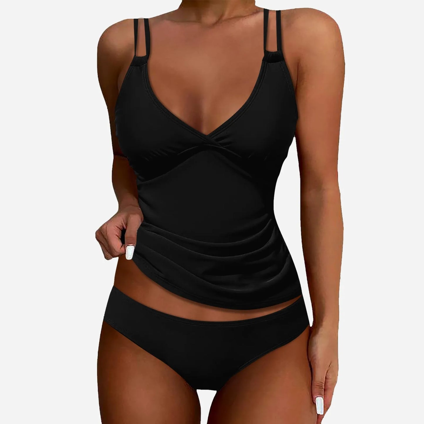 Beaira Bathing Suits For Girls Women'S Solid Color Split Swimsuit Deep V Sexy With Chest Pad European And Backless Ropa De Mujer