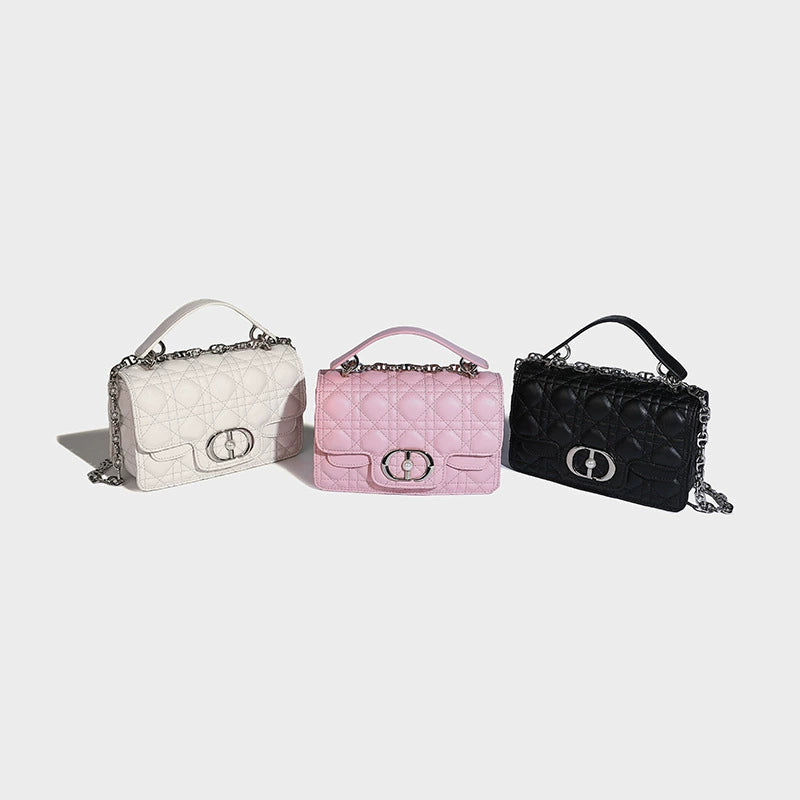 Beaira A niche pink diamond grid small square bag for women's new high-end fashion handbag chain shoulder crossbody bag