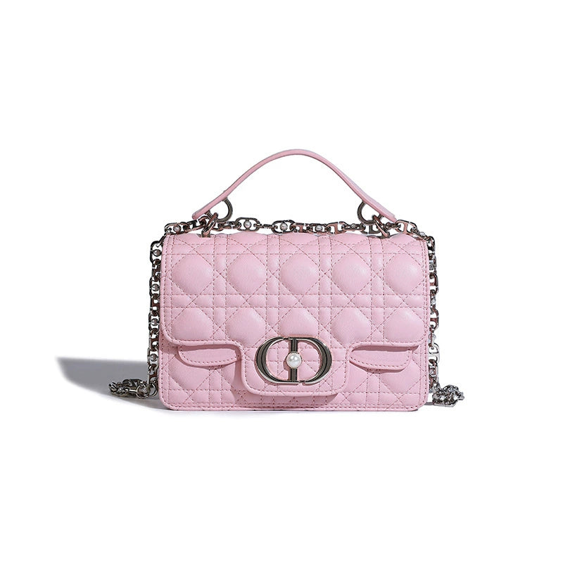 Beaira A niche pink diamond grid small square bag for women's new high-end fashion handbag chain shoulder crossbody bag