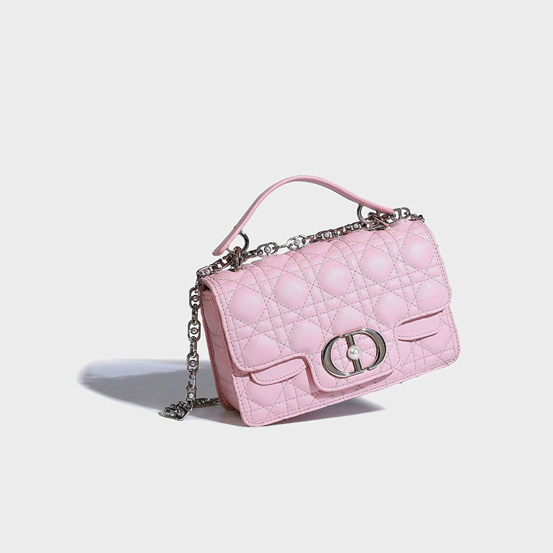Beaira A niche pink diamond grid small square bag for women's new high-end fashion handbag chain shoulder crossbody bag