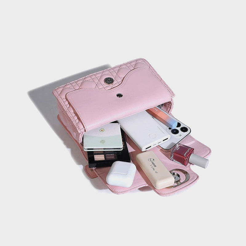 Beaira A niche pink diamond grid small square bag for women's new high-end fashion handbag chain shoulder crossbody bag