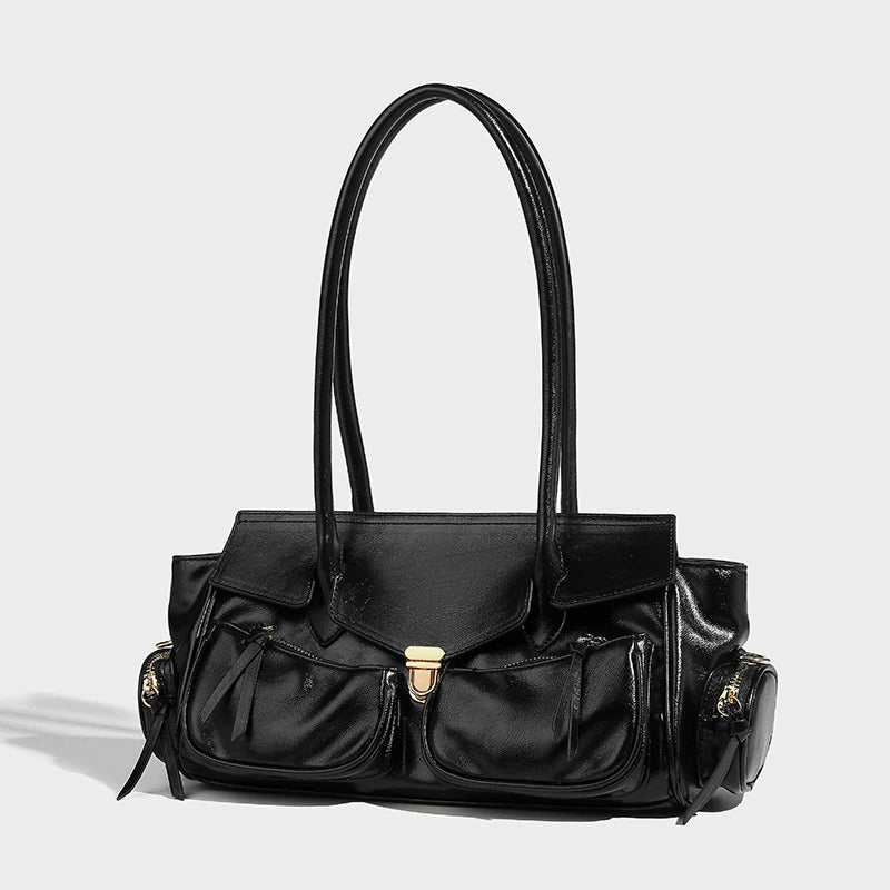 Beaira Autumn and winter vintage large capacity motorcycle handbag sweet and cool spicy girl versatile armpit bag commuting fashionable shoulder bag