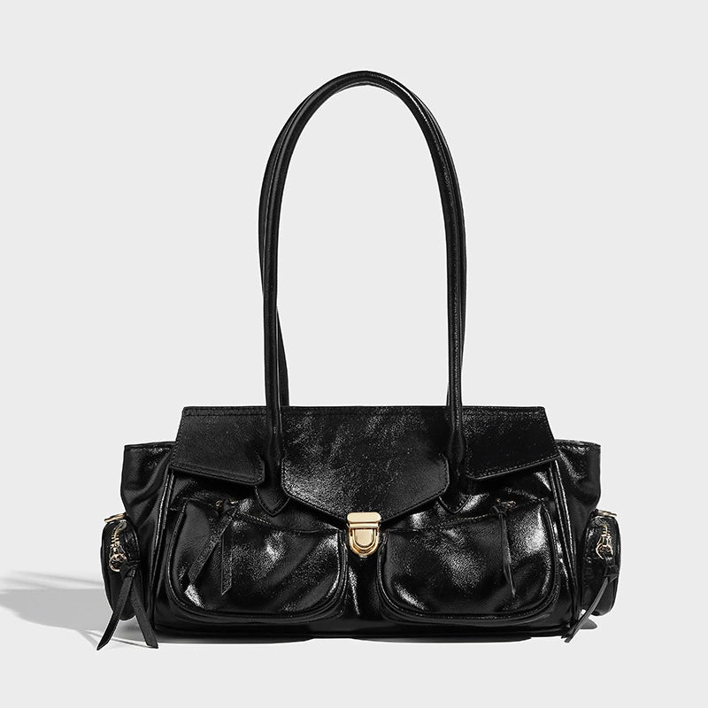 Beaira Autumn and winter vintage large capacity motorcycle handbag sweet and cool spicy girl versatile armpit bag commuting fashionable shoulder bag