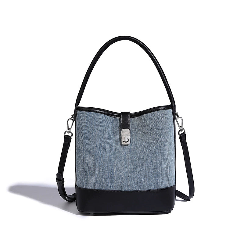 Beaira Bag women's summer new retro bucket bag high-end fashion contrasting color hand-held commuting shoulder crossbody bag