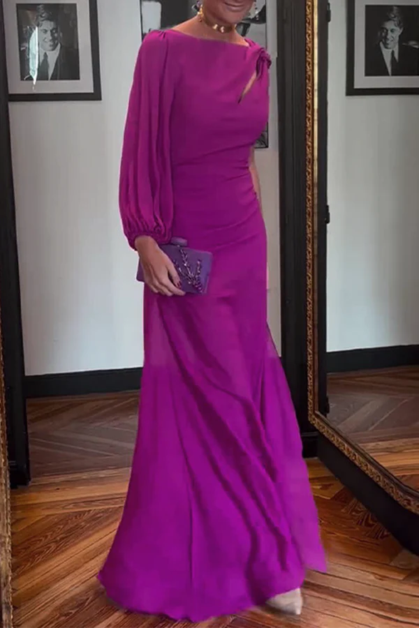 Beaira Celebrities Patchwork Irregular O Neck Evening Dresses formal wear dresses - Purple