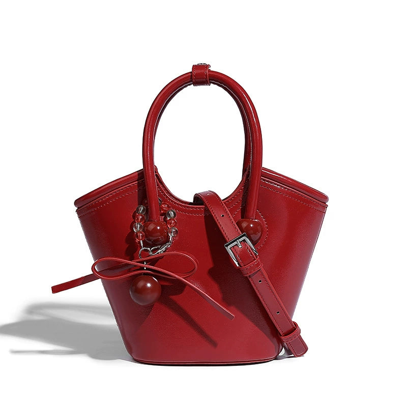 Beaira Cherry Love Handheld Tote Bag New Wedding Large Capacity Vegetable Basket Versatile Single Shoulder Cross Shoulder Bag