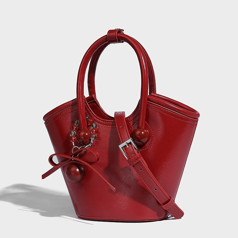 Beaira Cherry Love Handheld Tote Bag New Wedding Large Capacity Vegetable Basket Versatile Single Shoulder Cross Shoulder Bag