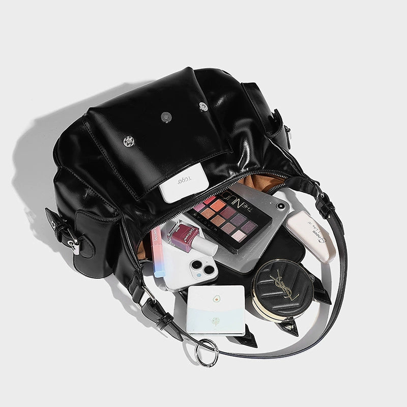 Beaira Cool and spicy girl motorcycle style armpit bag fashionable and trendy handbag autumn and winter new multi pocket shoulder bag