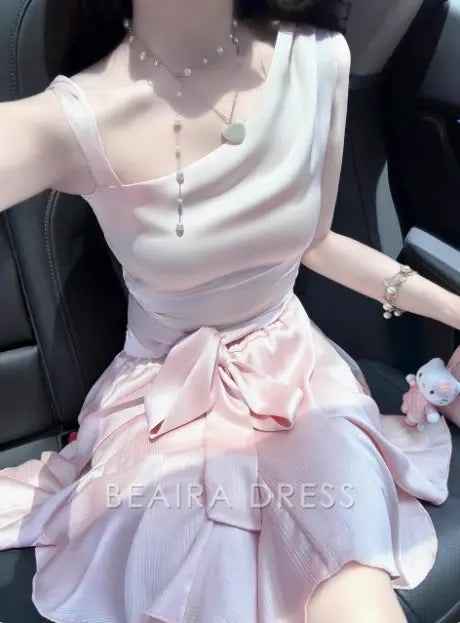Beaira Elegant Cute Satin Off-shoulder Bow Birthday Dress Homecoming Dress hot sale for women