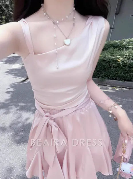 Beaira Elegant Cute Satin Off-shoulder Bow Birthday Dress Homecoming Dress hot sale for women