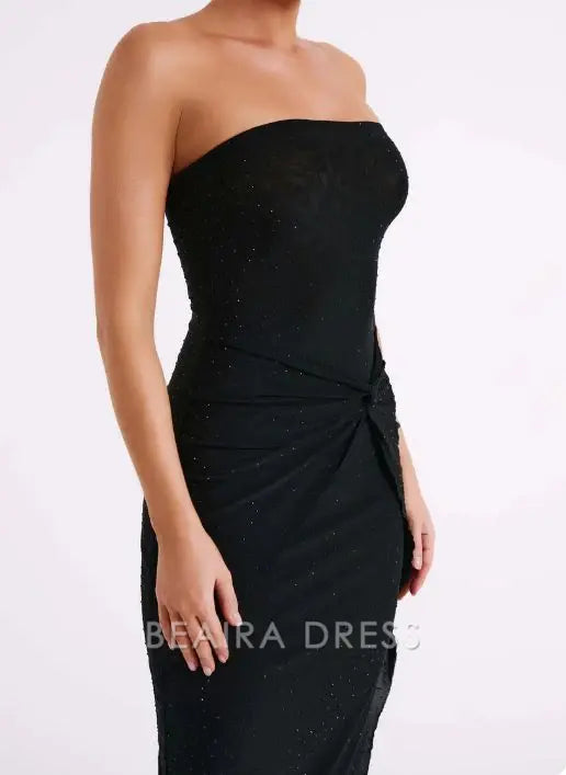 Beaira Elegant Glitter Black Sheath Prom Dress Sexy See Through Party Dress formal wear dresses