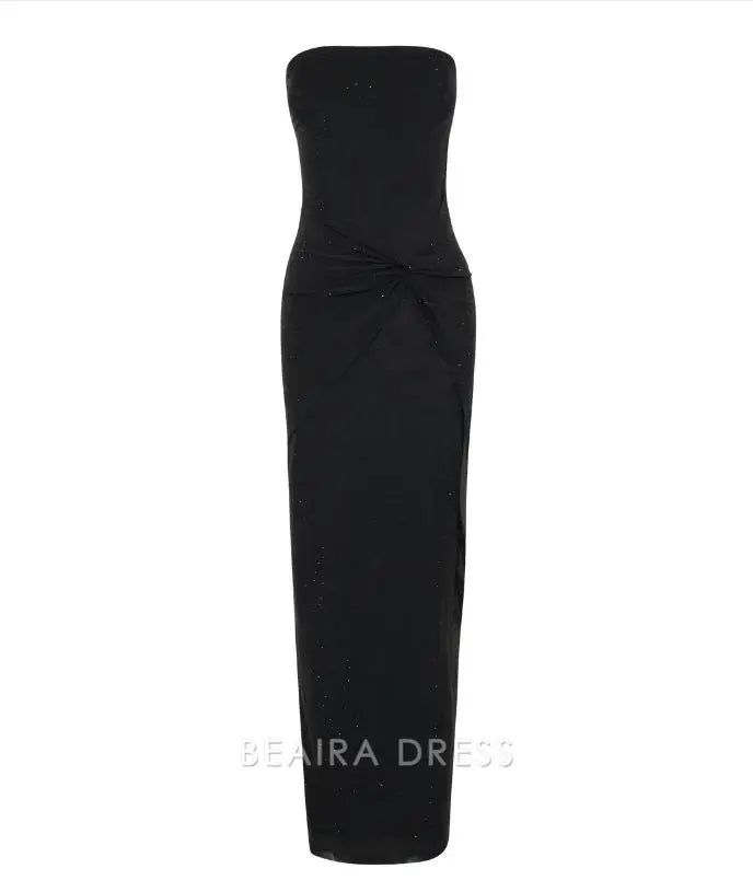 Beaira Elegant Glitter Black Sheath Prom Dress Sexy See Through Party Dress formal wear dresses
