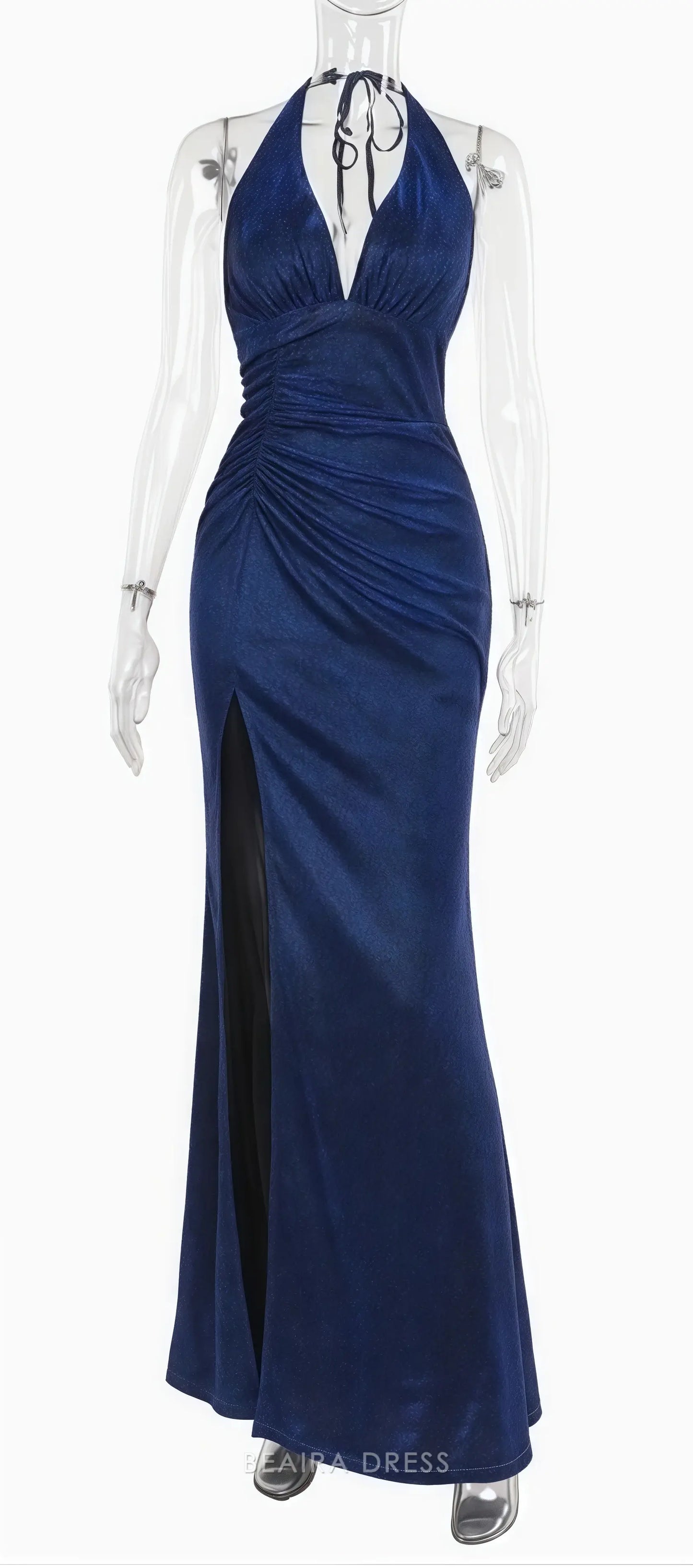 Beaira Elegant Glitter Halter Mermaid Prom Dresses Sexy V-neck Evening Gown formal wear dresses