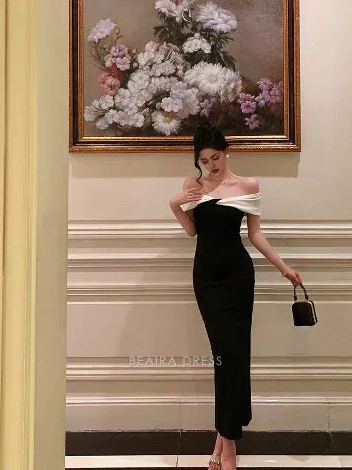 Beaira Elegant Gorgeous Mermaid Off The Shoulder Black Date Night Dress Prom Dresses Birthday Outfits formal wear dresses