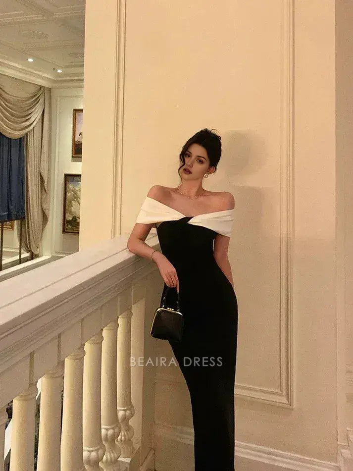 Beaira Elegant Gorgeous Mermaid Off The Shoulder Black Date Night Dress Prom Dresses Birthday Outfits formal wear dresses