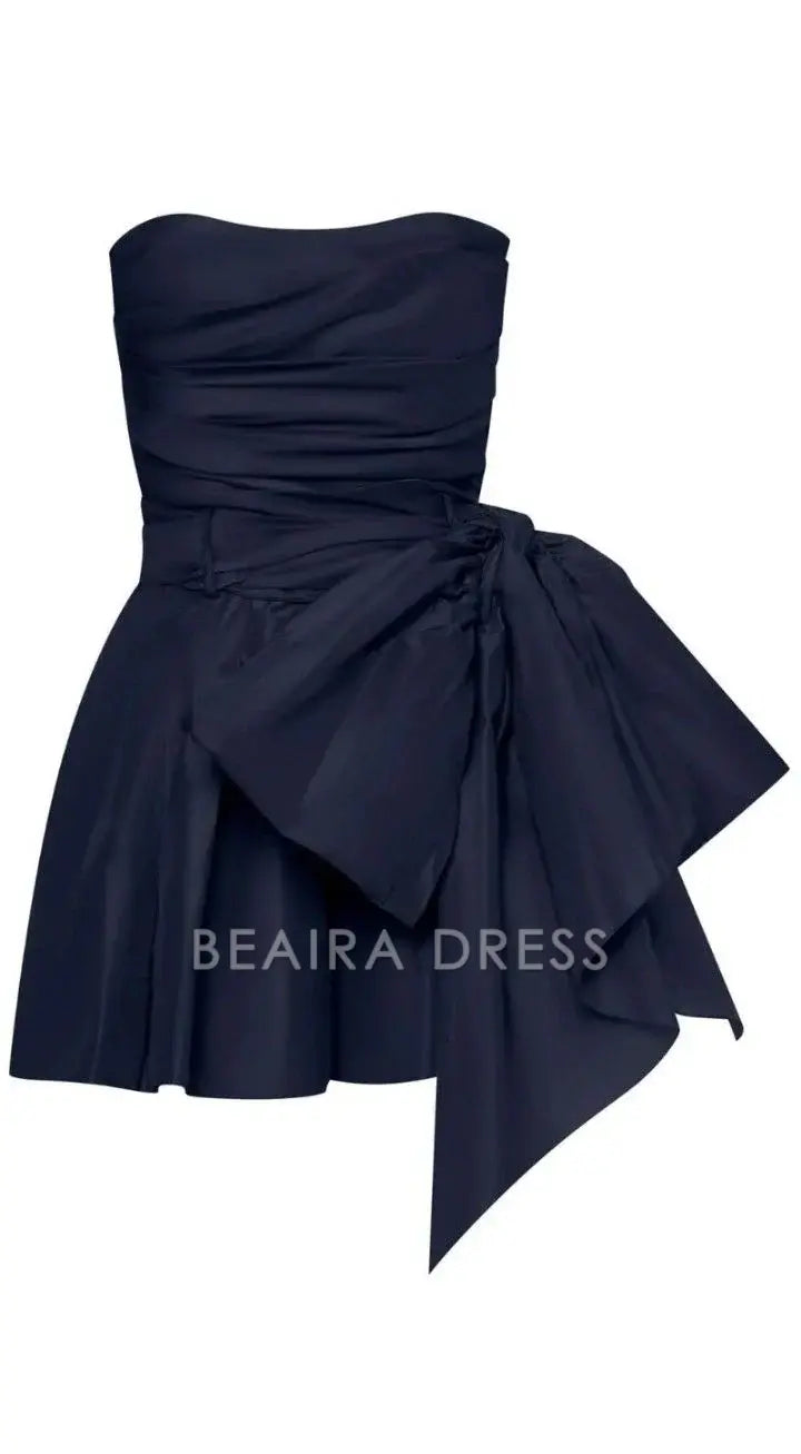 Beaira Elegant Navy Blue Satin Homecoming Dresses Black Mini Party Gown hot sale for women