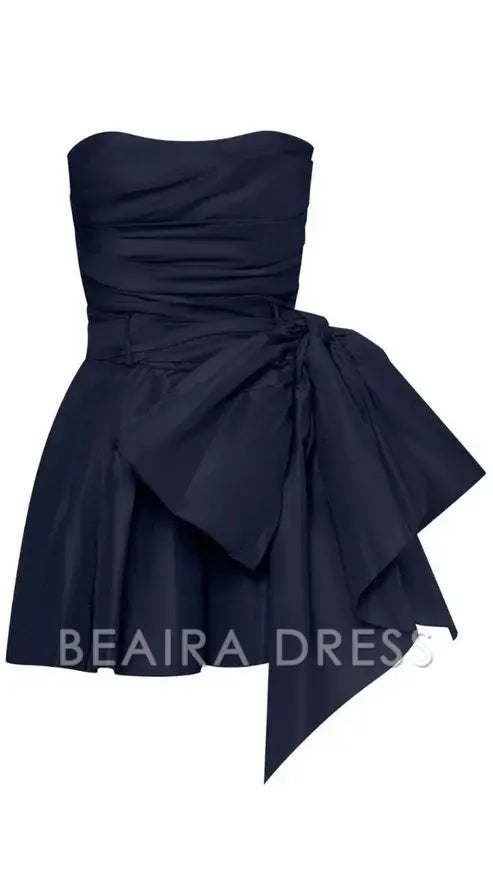 Beaira Elegant Navy Blue Satin Homecoming Dresses Black Mini Party Gown hot sale for women