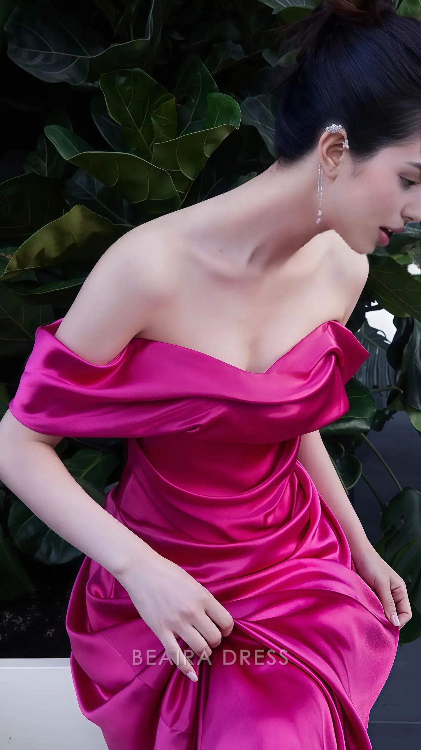 Beaira Elegant Off The Shoulder Fuchsia Mermaid Long Evening Party Dress Senior Prom Dress formal wear dresses