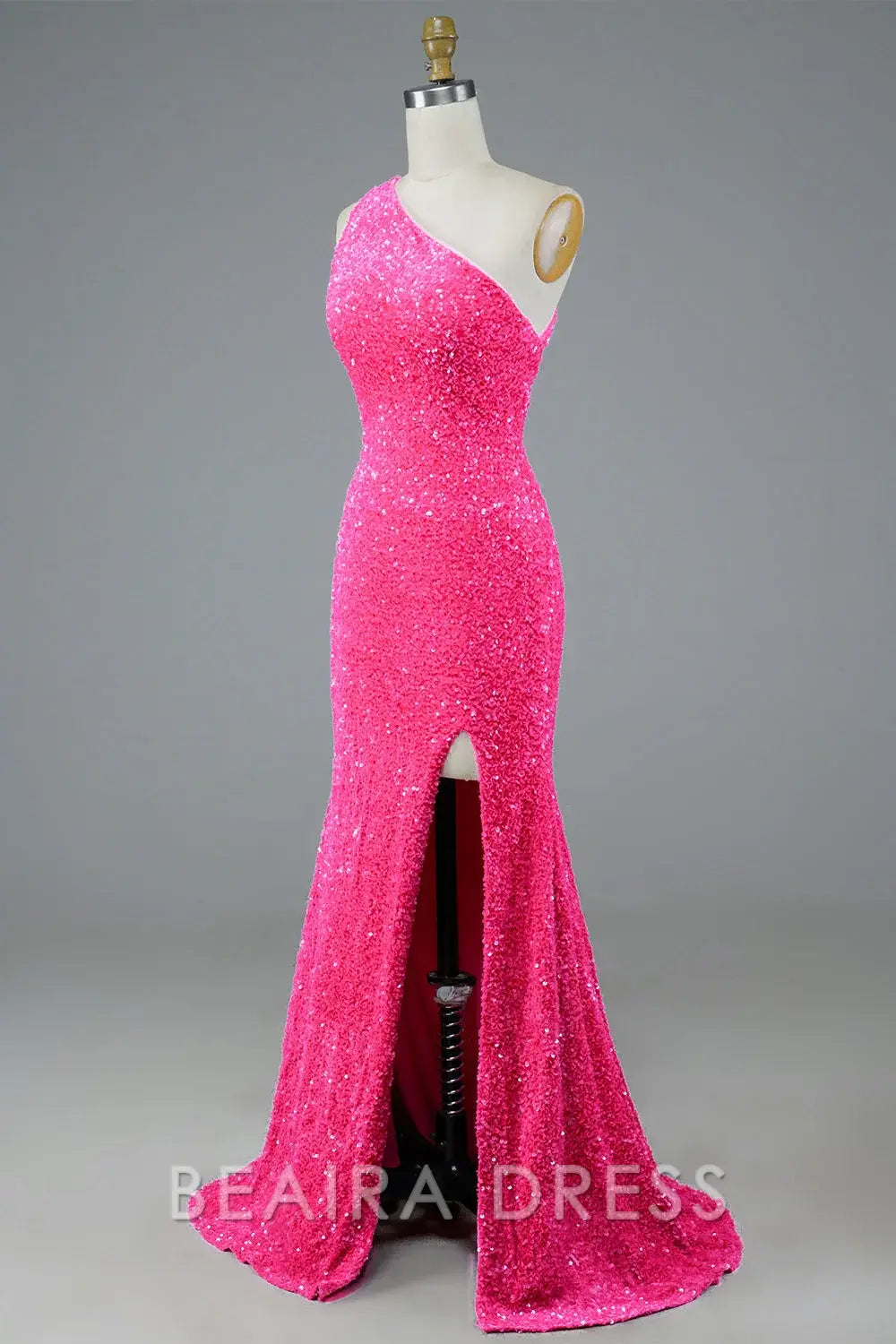 Beaira Elegant One Shoulder Sequin Long Prom Dress formal wear dresses