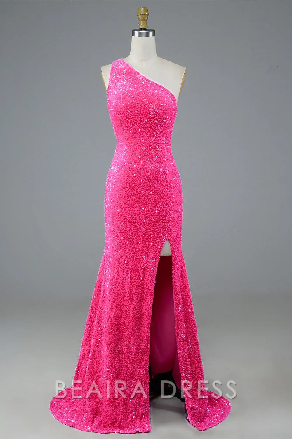 Beaira Elegant One Shoulder Sequin Long Prom Dress formal wear dresses