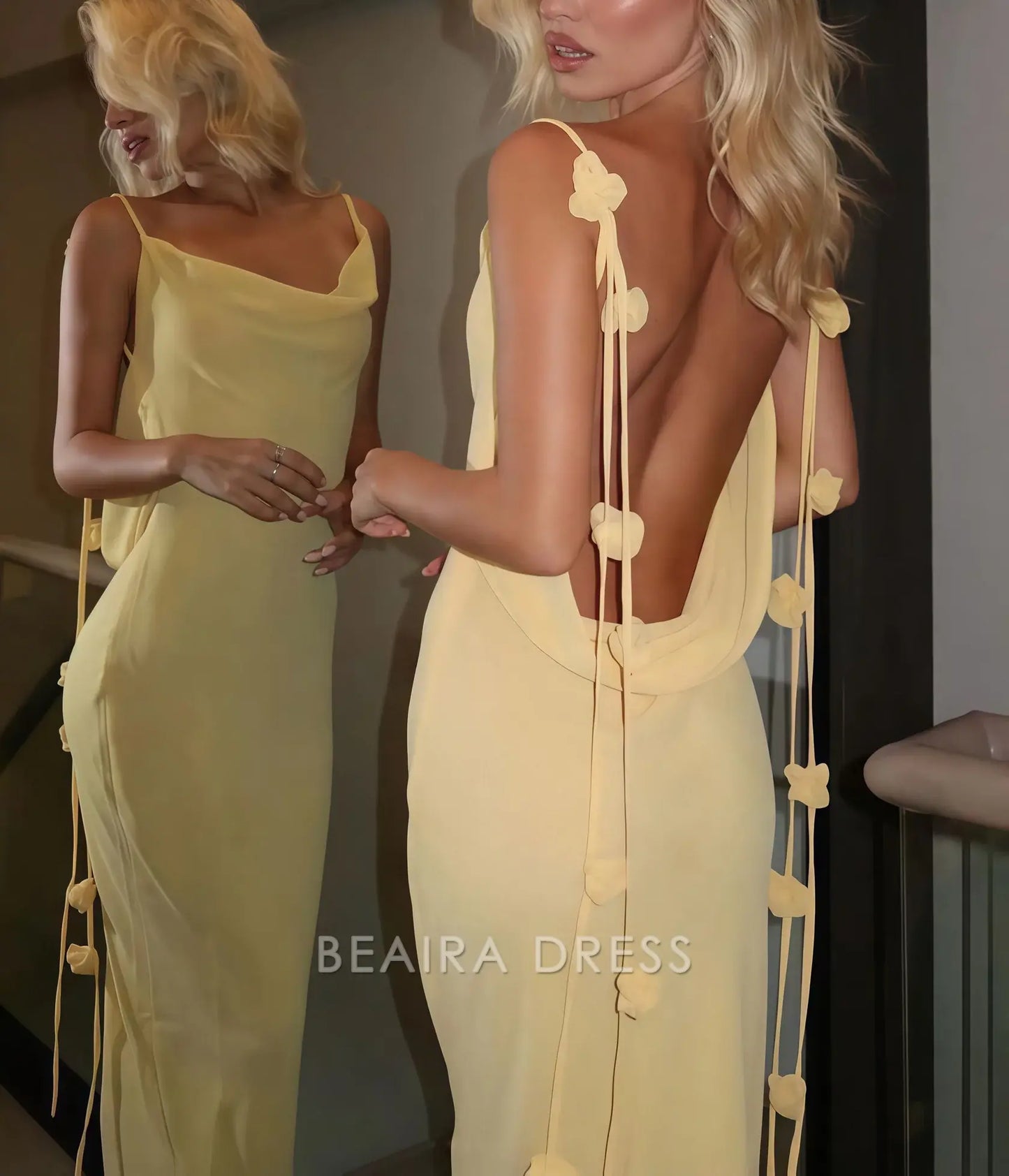 Beaira Elegant Sexy Backless Prom Dress Flowy Sheath Party Dress formal wear dresses