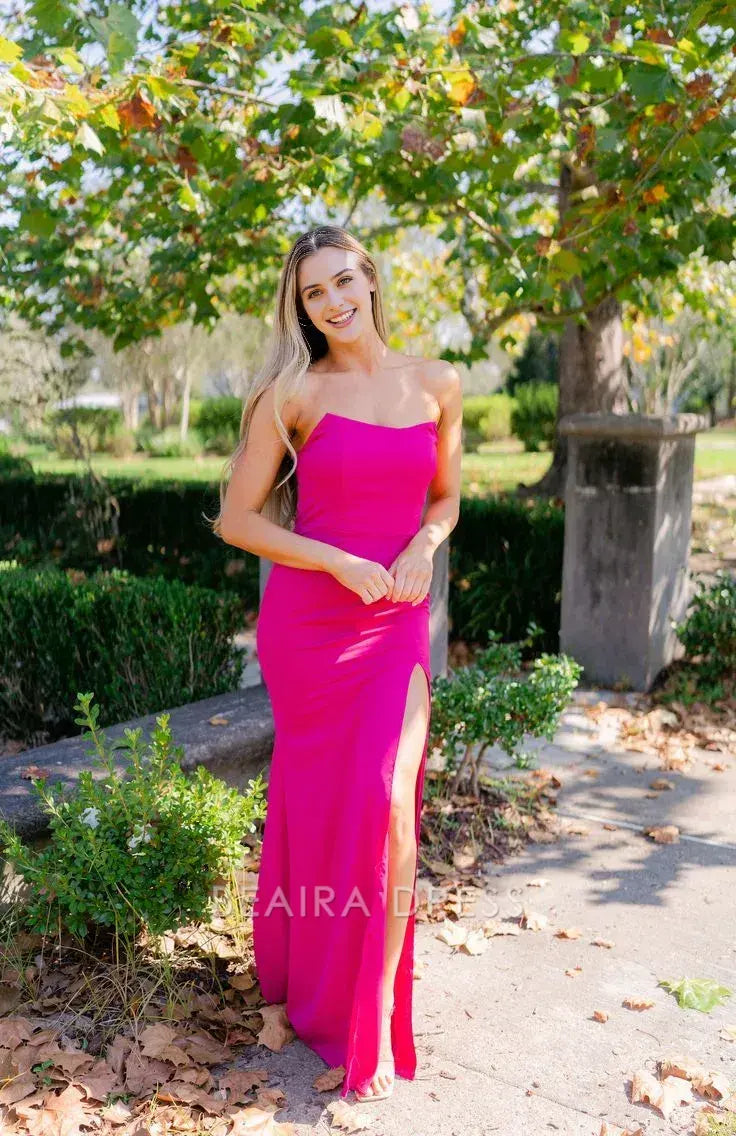 Beaira Elegant Sexy Fuchsia Mermaid Prom Dresses Split Evening Gown formal wear dresses