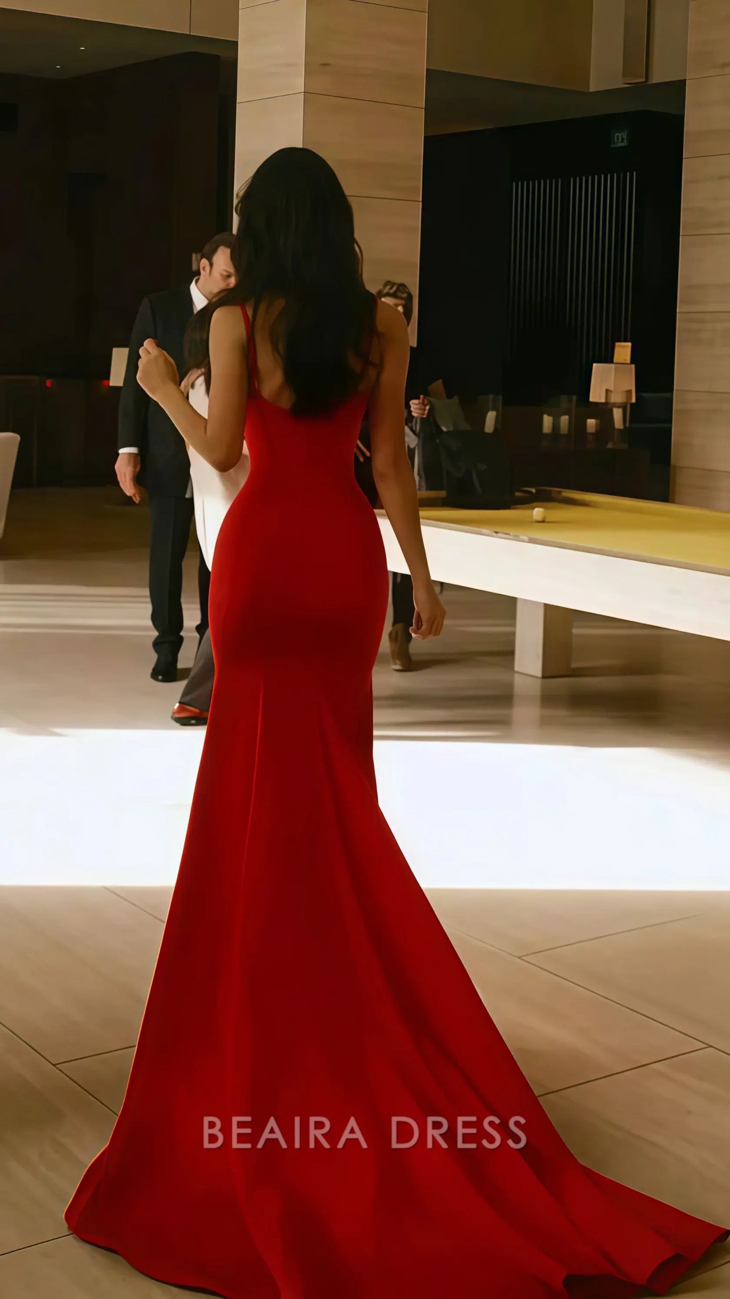 Beaira Elegant Sexy Red Mermaid Satin Prom Dresses Long Party Dress For Women formal wear dresses