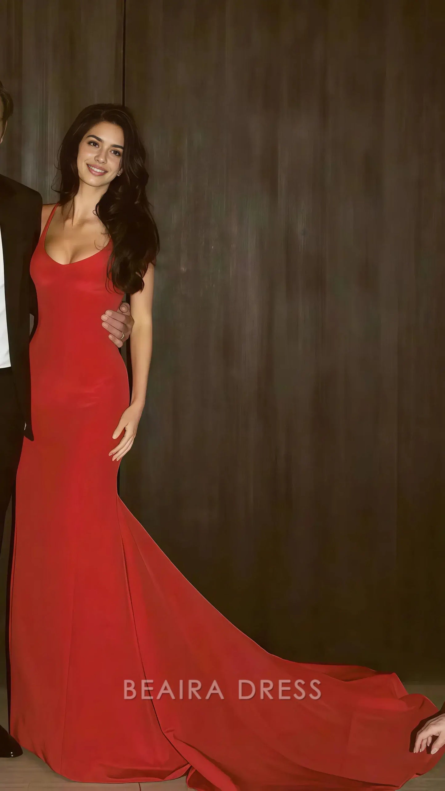 Beaira Elegant Sexy Red Mermaid Satin Prom Dresses Long Party Dress For Women formal wear dresses