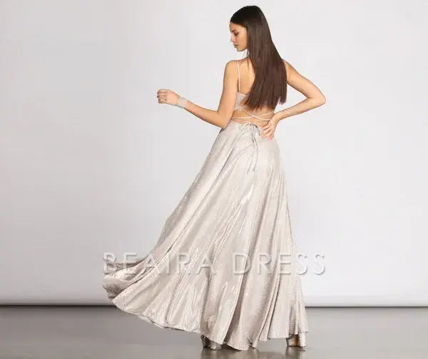 Beaira Elegant Shira Shine Lace Back Gown formal wear dresses