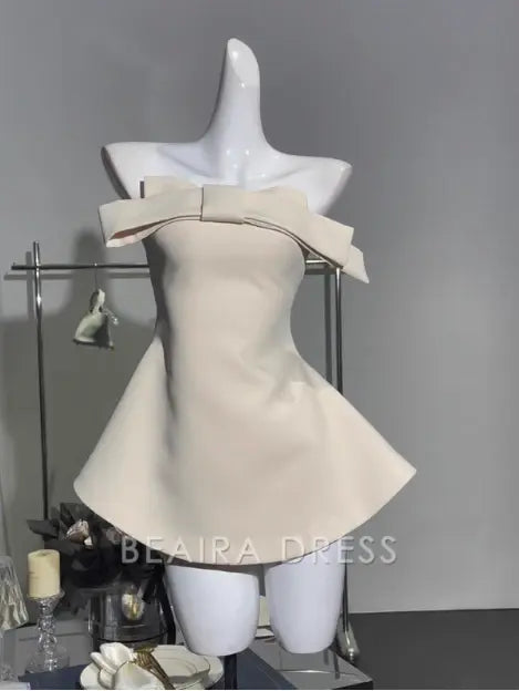 Beaira Elegant Simple Tube Top Bow Waist Birthday Skirt Homecoming Dress hot sale for women