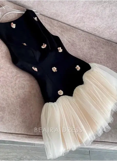 Beaira Elegant Sweet Sleeveless Floral Satin Tulle Mini 17th Birthday Homecoming Dress hot sale for women