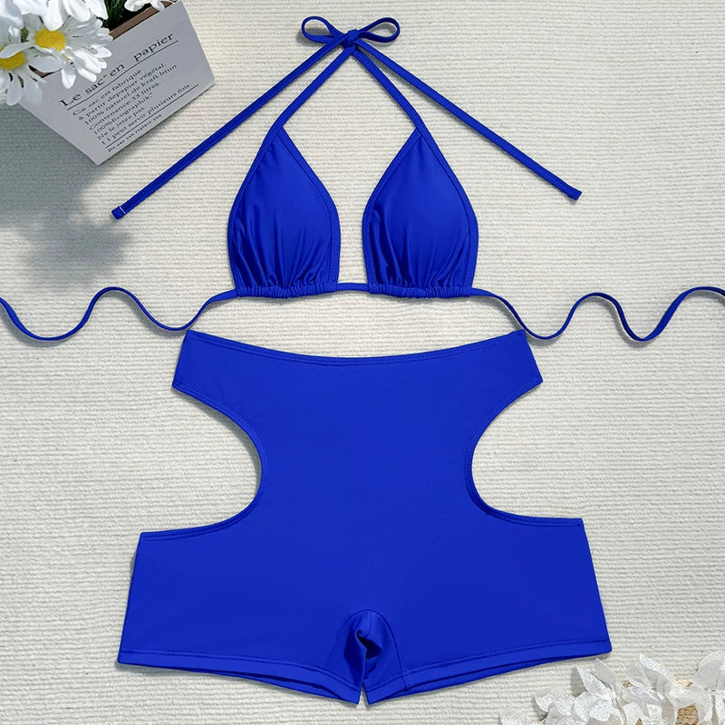 Beaira European and American new two-piece sexy exposed chest size gathering swimsuit bikini split swimsuit for women