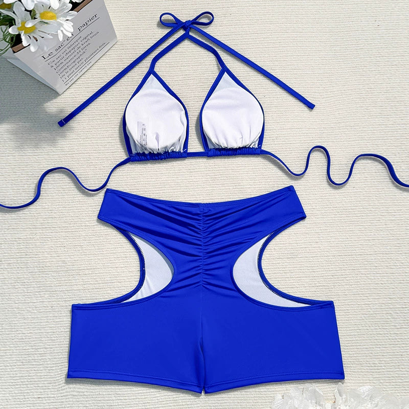 Beaira European and American new two-piece sexy exposed chest size gathering swimsuit bikini split swimsuit for women