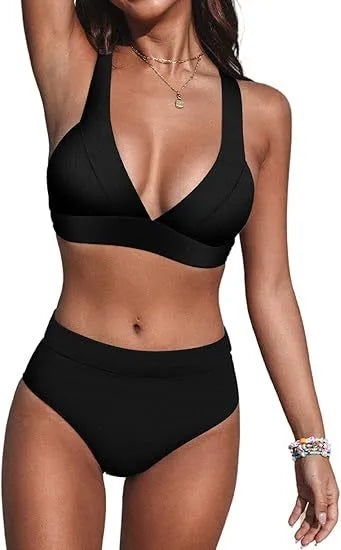 Beaira European and American solid color swimsuits fashionable hot spring women's conservative bikinis foreign trade high waisted swimsuits bikini sexy swimsuits