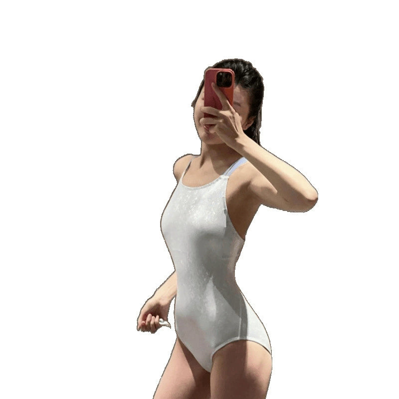 Beaira Exquisite Moonlight Stone Joint Triangle Racing Swimsuit for Women Professional Sports Large Size Slightly Fat with Chest Cushion Double Layer Impermeable