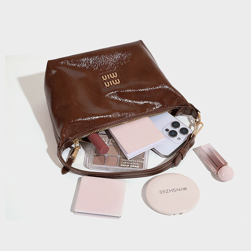 Beaira Fashionable oil wax leather armpit bag for women's new retro versatile dumpling bag single shoulder high-end texture trendy women's bag