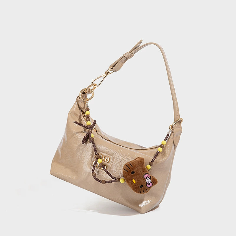 Beaira Fashionable oil wax leather armpit bag for women's new retro versatile dumpling bag single shoulder high-end texture trendy women's bag