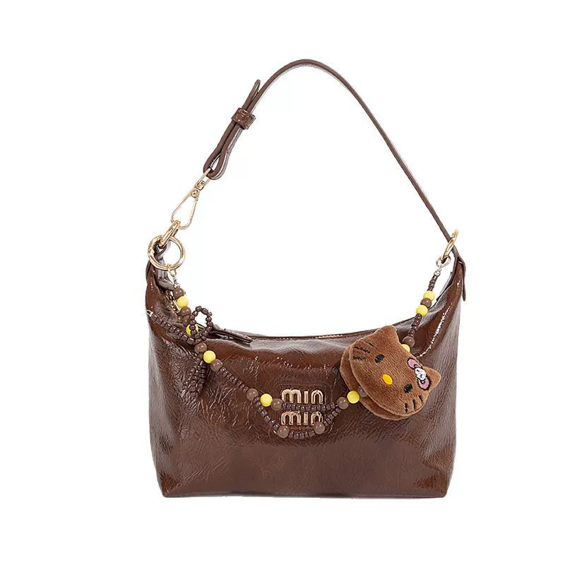 Beaira Fashionable oil wax leather armpit bag for women's new retro versatile dumpling bag single shoulder high-end texture trendy women's bag