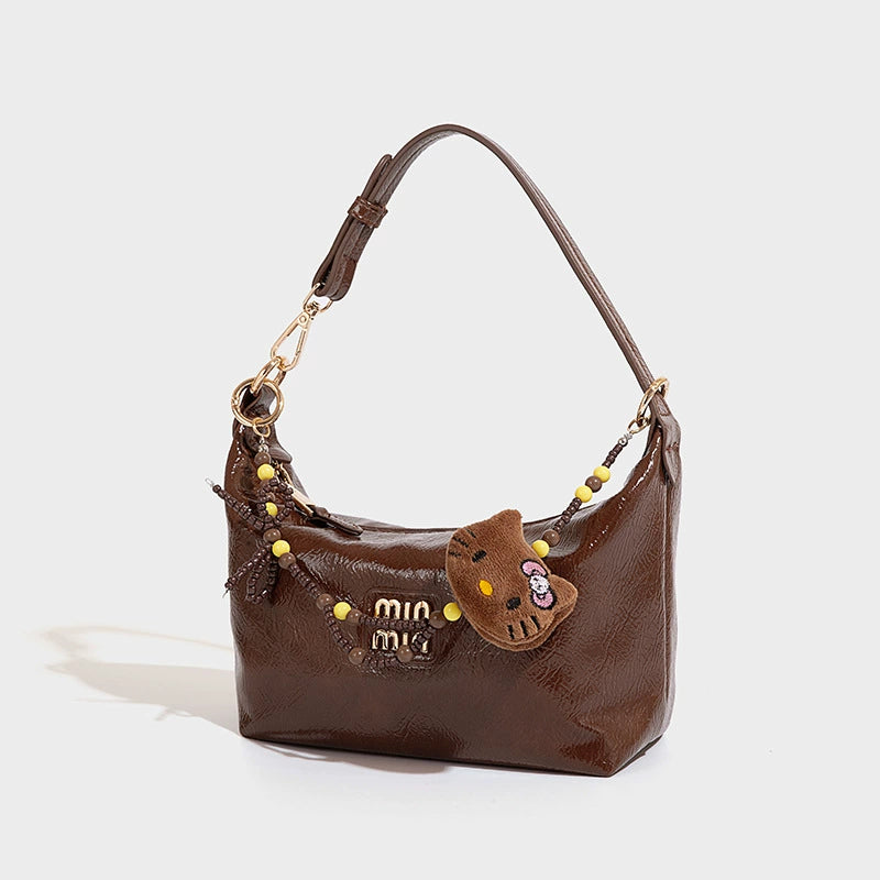Beaira Fashionable oil wax leather armpit bag for women's new retro versatile dumpling bag single shoulder high-end texture trendy women's bag