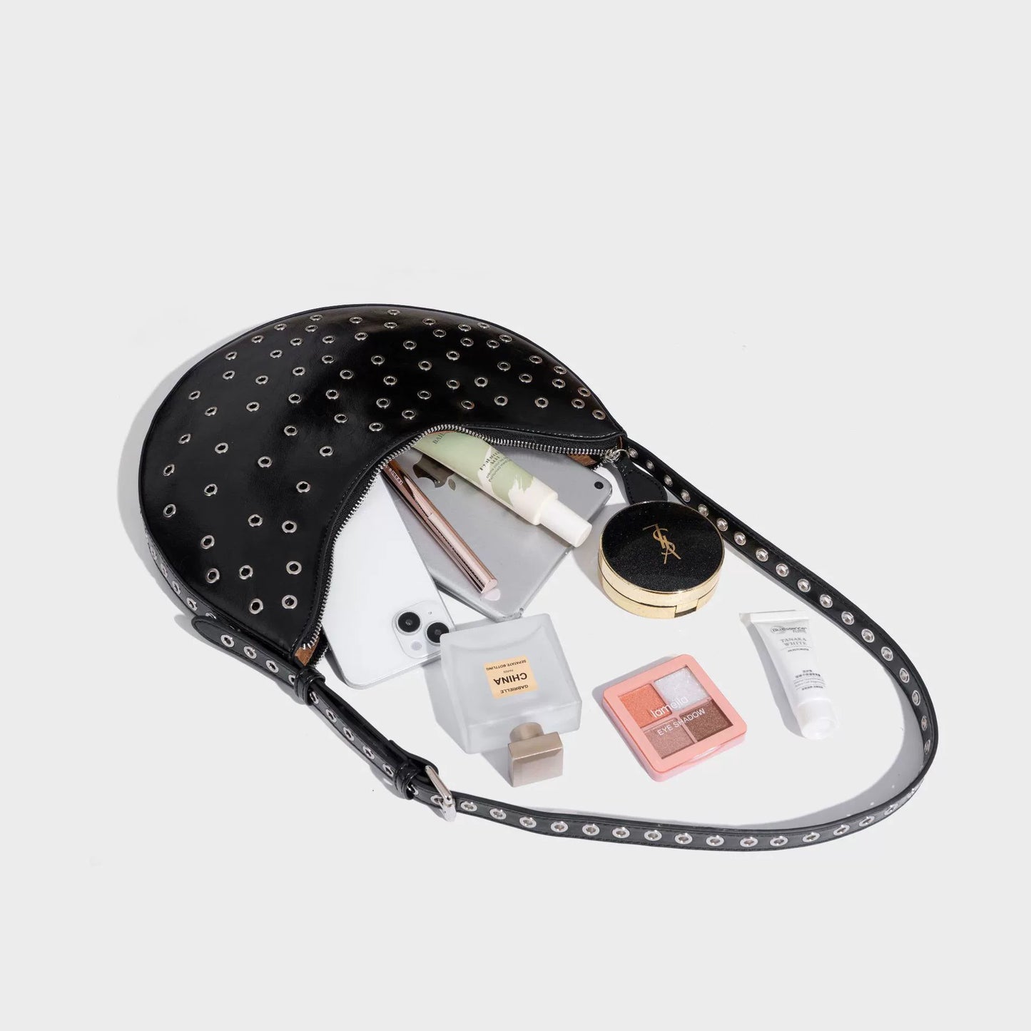 Beaira High-end punk style orange dark underarm bag women's new trendy fashion crescent bag one-shoulder cross-body bag