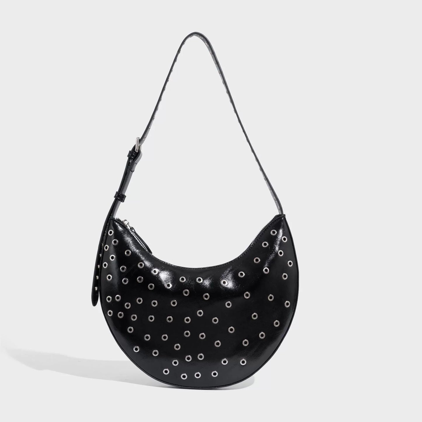 Beaira High-end punk style orange dark underarm bag women's new trendy fashion crescent bag one-shoulder cross-body bag