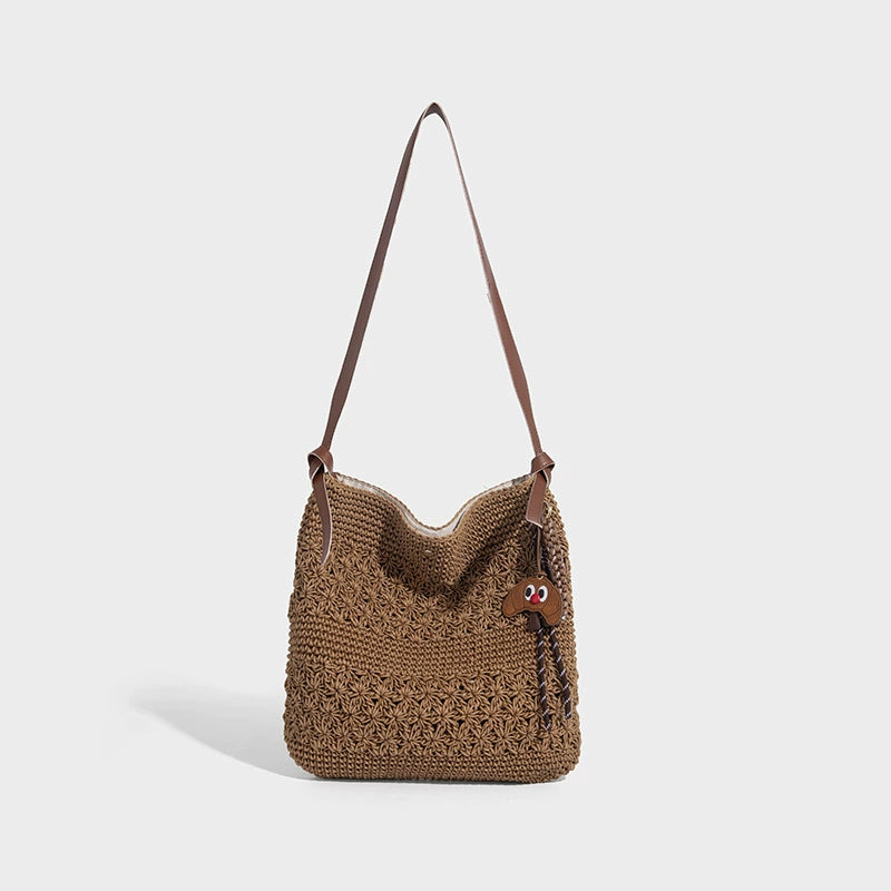 Beaira Honey wax rope artistic weaving fashion bag shoulder bag women's versatile single shoulder crossbody bag bucket bag vacation style beach bag