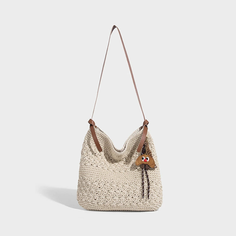 Beaira Honey wax rope artistic weaving fashion bag shoulder bag women's versatile single shoulder crossbody bag bucket bag vacation style beach bag